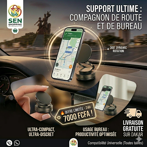 Support Téléphone Voiture à Ventouse par Aspiration pour Navigation, Fixation Magnétique
