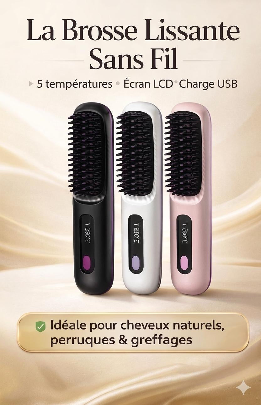 Brosse lissante sans fil pouvant aller jusqu’à 200 degré